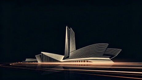 光效描绘现代抽象建筑背景