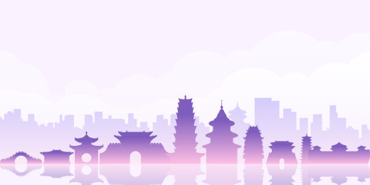 扬州城市地标插画剪影