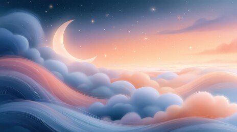 梦幻云海新月夜景