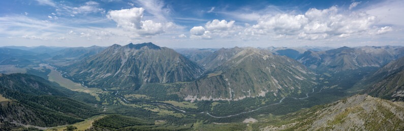 云霄峰航拍阿勒泰禾木河阿尔泰山脉峡谷全景