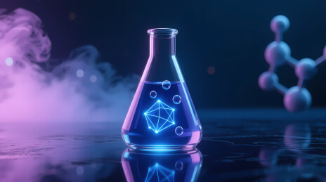 锥形烧瓶盛放蓝色发光分子