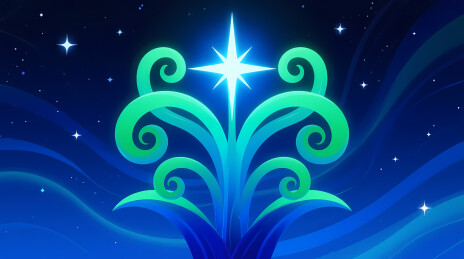 深蓝藤蔓绽放星芒夜空