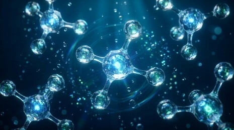 梦幻深蓝微观分子群聚科学背景
