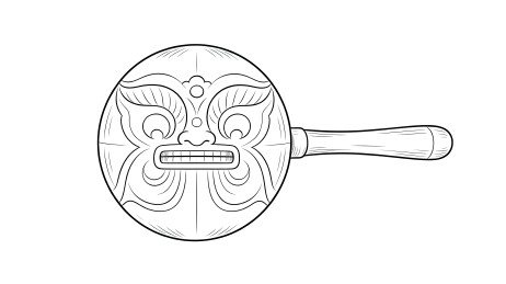 传统瑞兽纹手柄器物黑白装饰线描画
