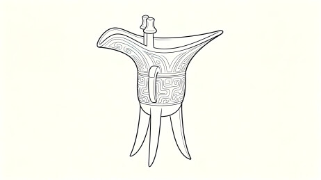 古代青铜酒爵中式传统器物黑白线稿