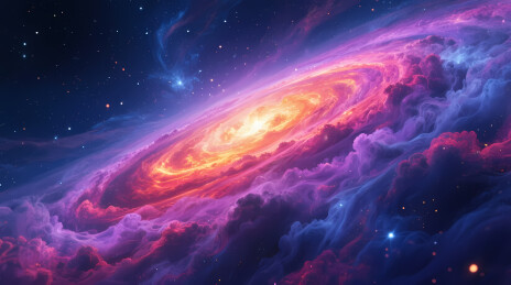 绚丽螺旋星系绽放奇幻宇宙光芒
