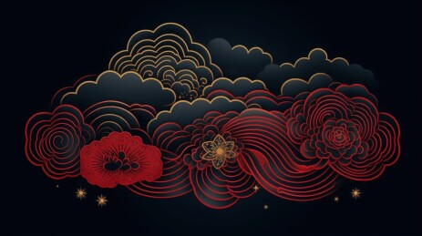 红色金色云纹艺术图案