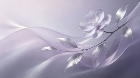 银质花枝浅紫花朵紫色轻纱高级背景