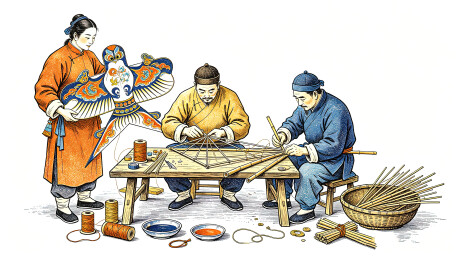 三位传统匠人专注打造民俗沙燕手绘风筝