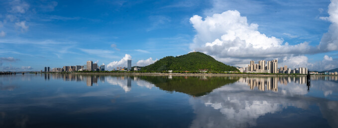 珠海黄杨河尖峰山城市全景