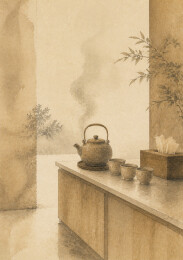 诊所茶歇台陶壶茶杯