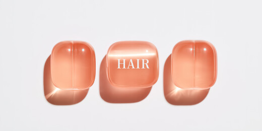 三个橙色立方体，中间标有HAIR