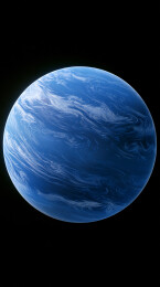 深空中蓝色类海王星行星与白色云带