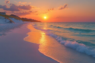 海滩沙滩海浪海水日出日落风景