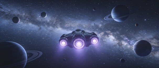 宇宙飞船穿越星系行星