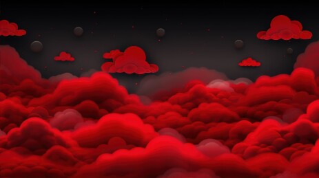 红色云海夜空悬浮星球