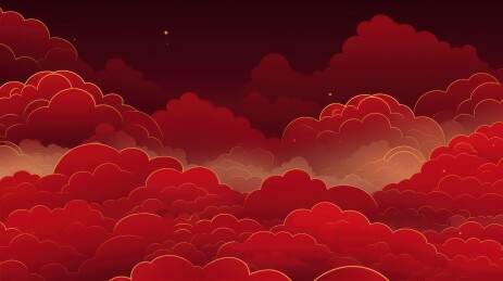 红色云海夜空星辰点缀