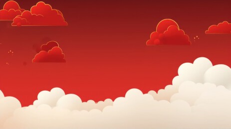 红色天空白云祥云背景图