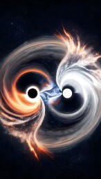 这是一张描绘黑洞和恒星相互作用的宇宙艺术图