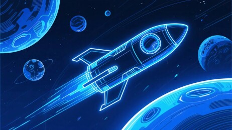 太空霓虹火箭插画