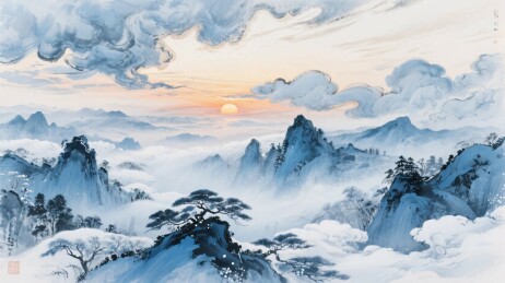 山水水墨国画