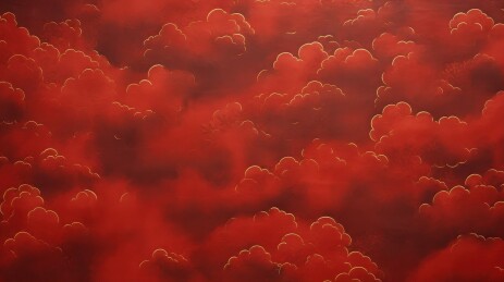 红色云朵密集天空画面