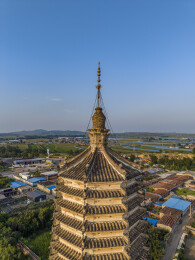 辽宁省锦州市北镇市崇兴寺双塔航拍