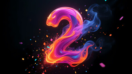 火焰烟雾构成的数字二