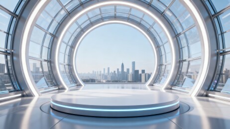 环形光圈未来科技城市展台场景