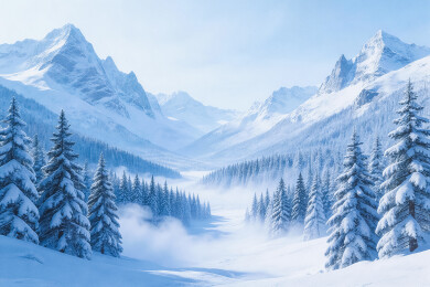 雪山山谷冬季雪景