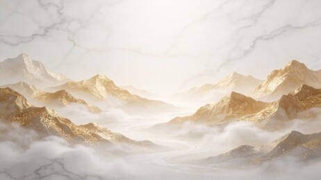 鎏金层叠雪山大理石国风装饰背景