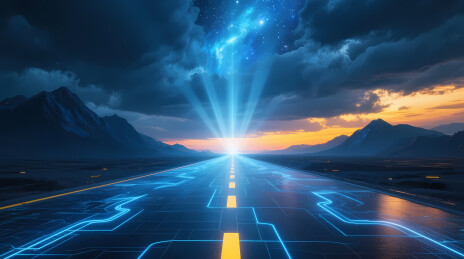 未来公路暮色科幻意境