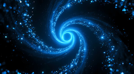 幽蓝漩涡星系与深邃星空