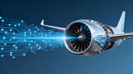 航空引擎融合电路板科技背景图景
