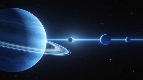 行星星体排布太空科幻图景