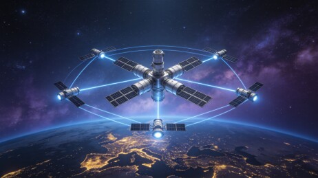 卫星组网空间站太空通信科幻图景