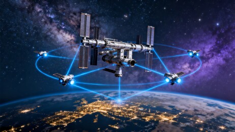 卫星组网空间站太空通信科幻图景