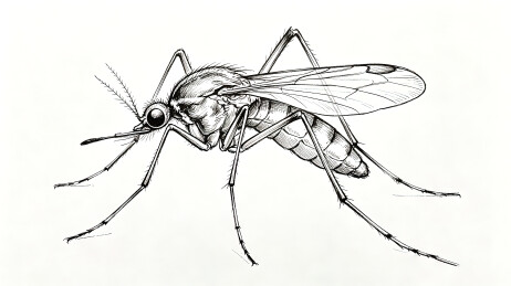 蚊子钢笔素描黑白昆虫手绘插画素材