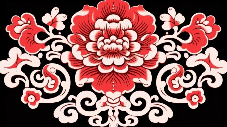 红色花卉纹样装饰图案