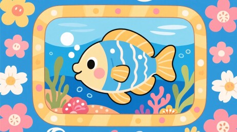 卡通小鱼的插画