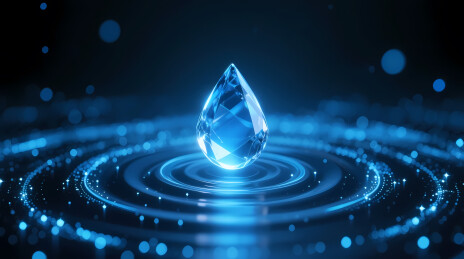 蓝色水珠悬浮深空