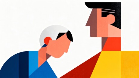 父子温情几何拼色插画