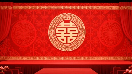中式婚礼囍字装饰背景
