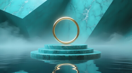金色圆环悬浮幻境