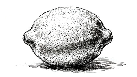 黑白钢笔素描柠檬水果静物手绘作品