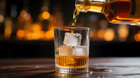 威士忌倾入玻璃杯
