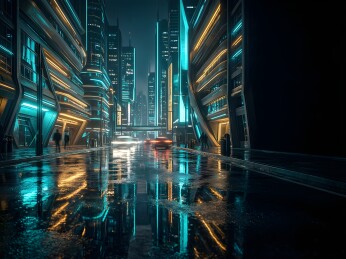 赛博朋克雨夜城市