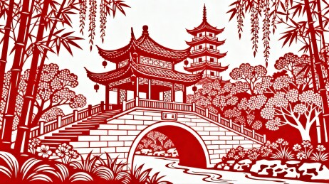 中国传统剪纸艺术园林景观