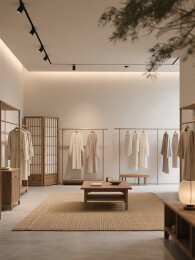 新中式极简服装店三维场景
