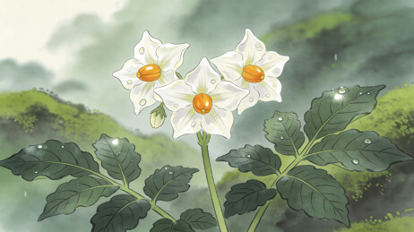 雨后清新土豆花绽放